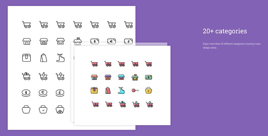 20 plus categories of icons