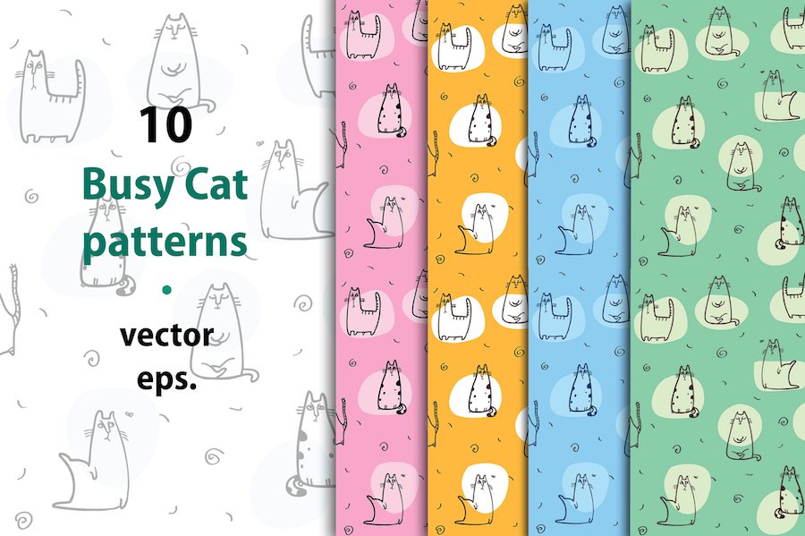 10 busy cat patterns