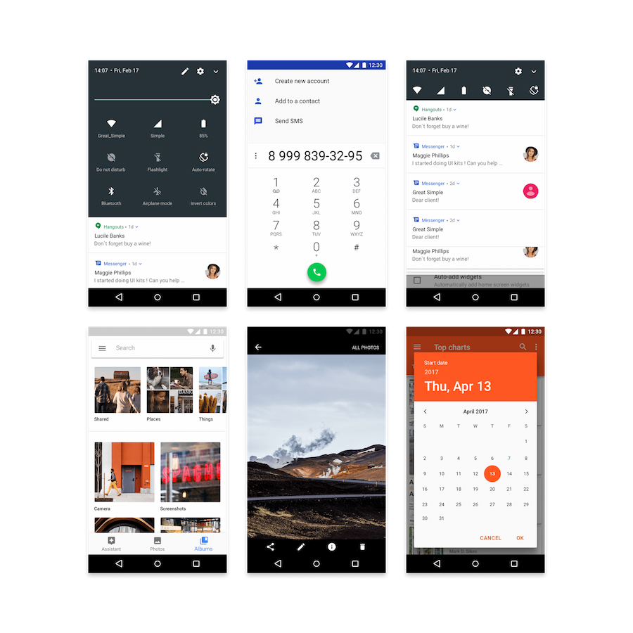 Free Design Materials - Android Nougat Free UI Kit in 