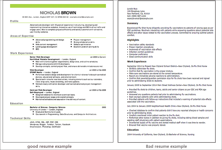 Contoh resume yang baik vs contoh resume yang buruk