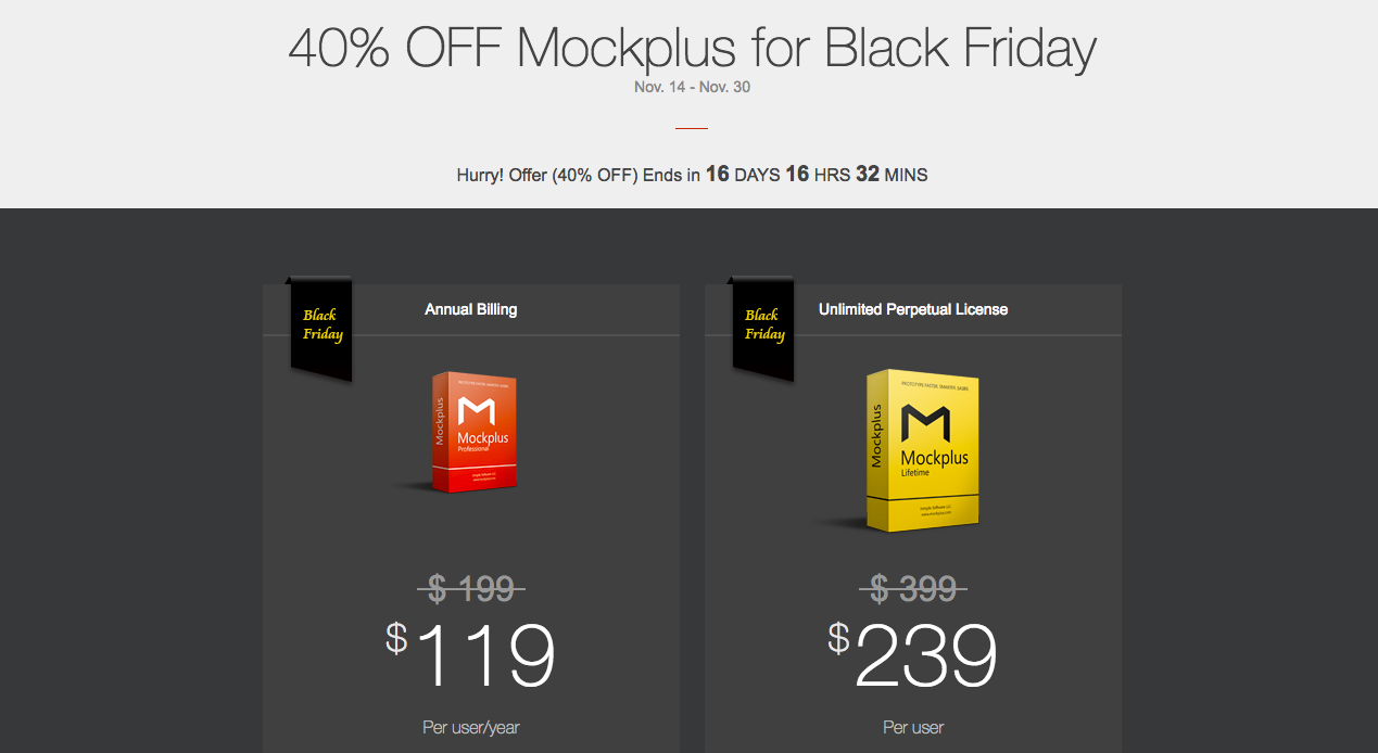 40% Off! Mockplus Black Friday & Cyber Monday 2017 - 1269 x 694 png 119kB