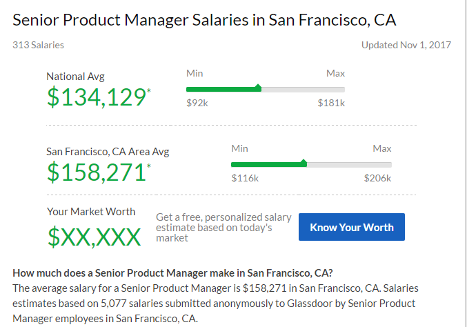 sr product manager salary