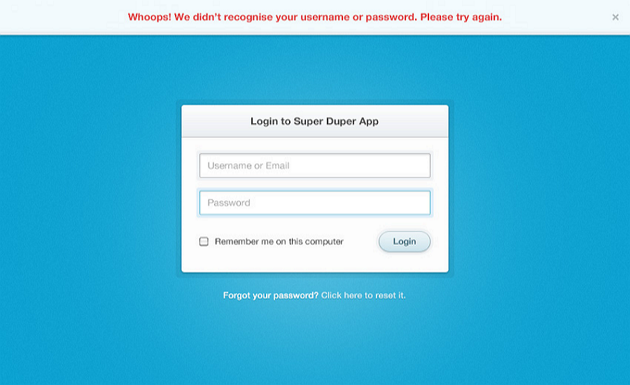 simple login user interface