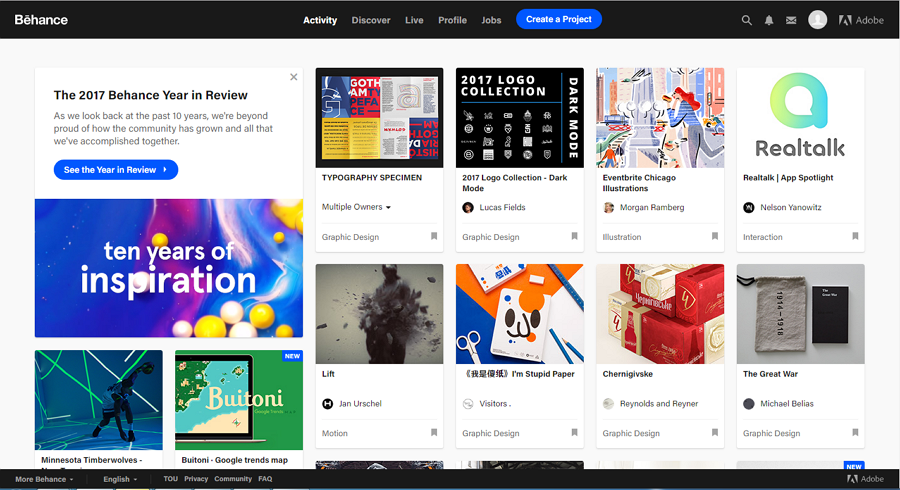 Best free online portfolio website Behance 