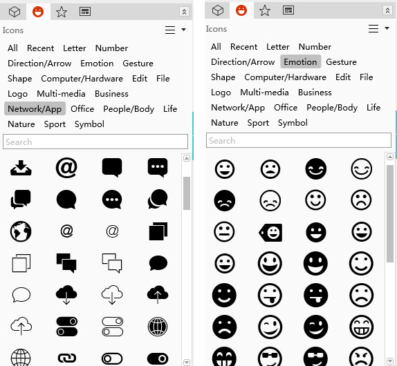 Bubble and expression icons in Mockplus