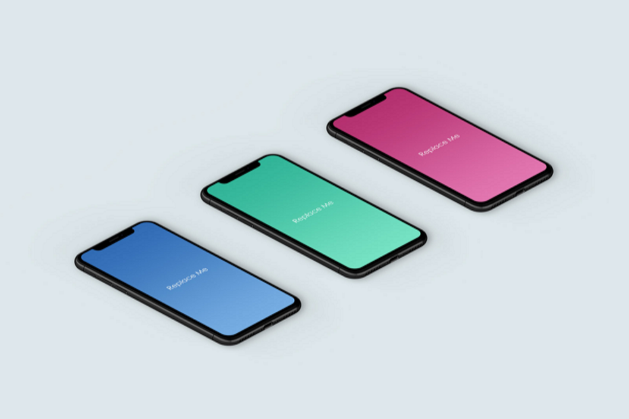 Free Isometric iPhone X App Mockup PSD