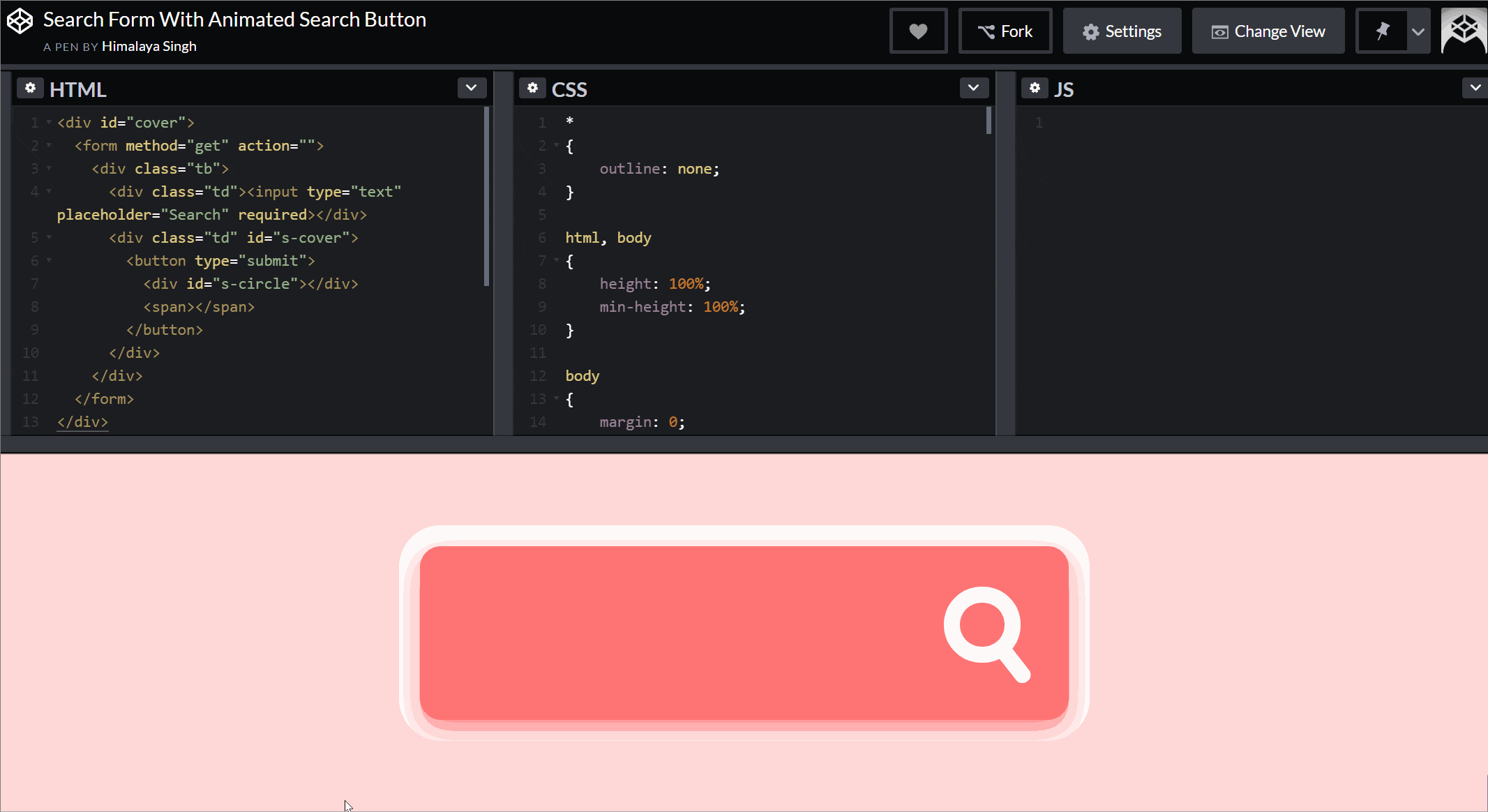 html create search bar