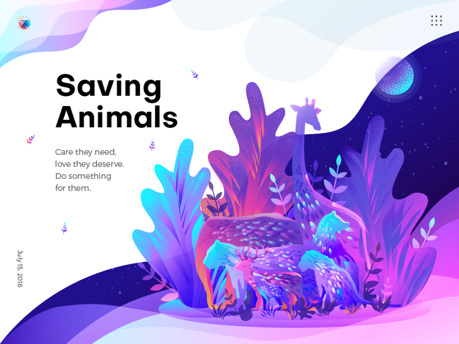 Web design trends 2019 - 8 gradients illustration