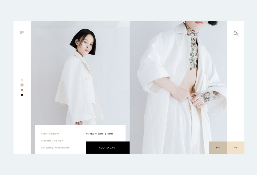 Web design trend 2019 - 6 minimalistic product page