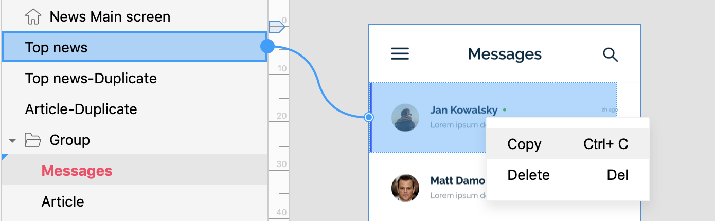 Cross-page interaction replication