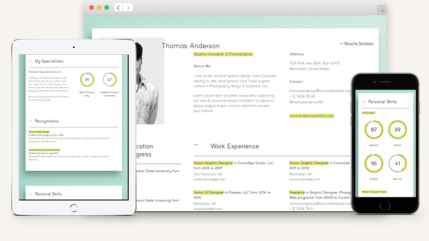  HTML Web Resume Template Model