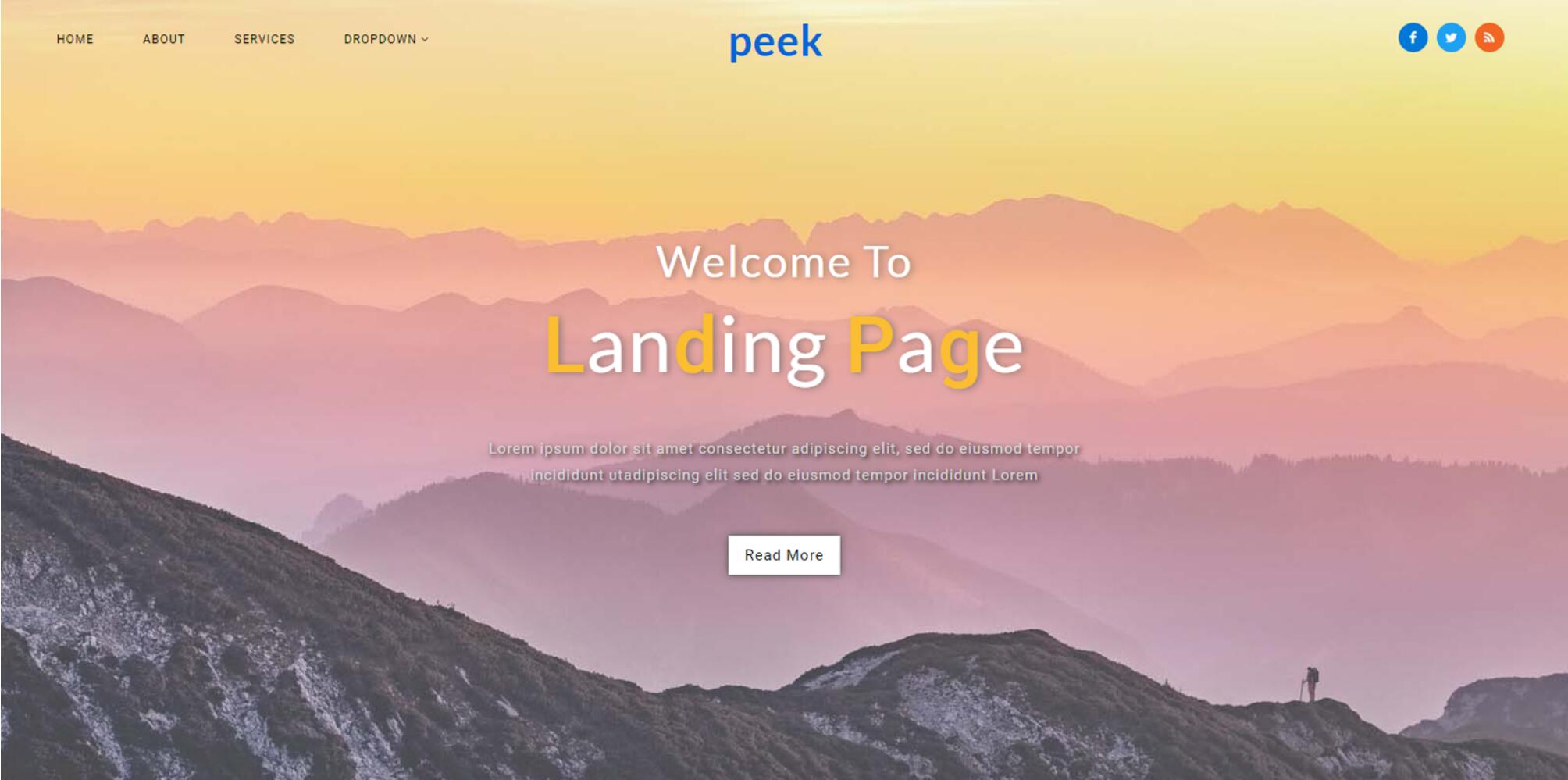 Peek - Responsive Web Mockup for Landing Page