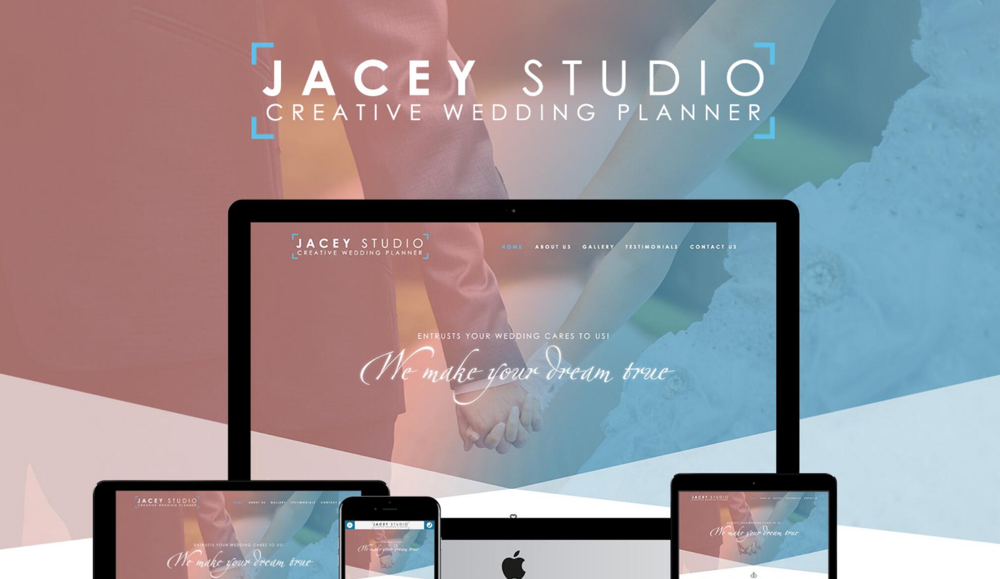 Jacey Studio – Responsive Wedding Planner Website Mockup