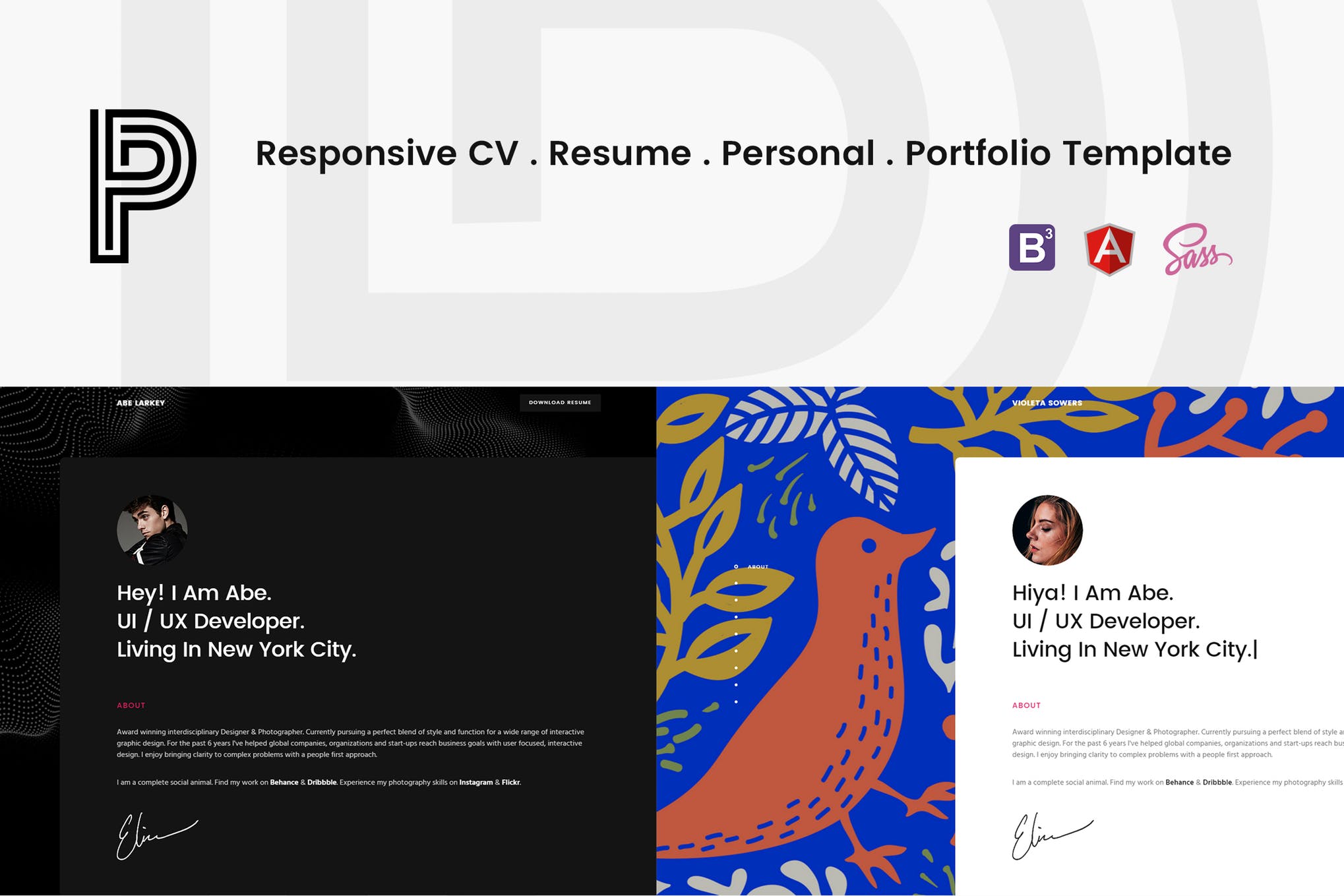 Penelope - Responsive CV/Resume Mockup