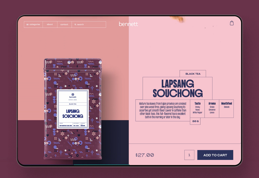 Website design inspiration – Tea E-commerce Product Card