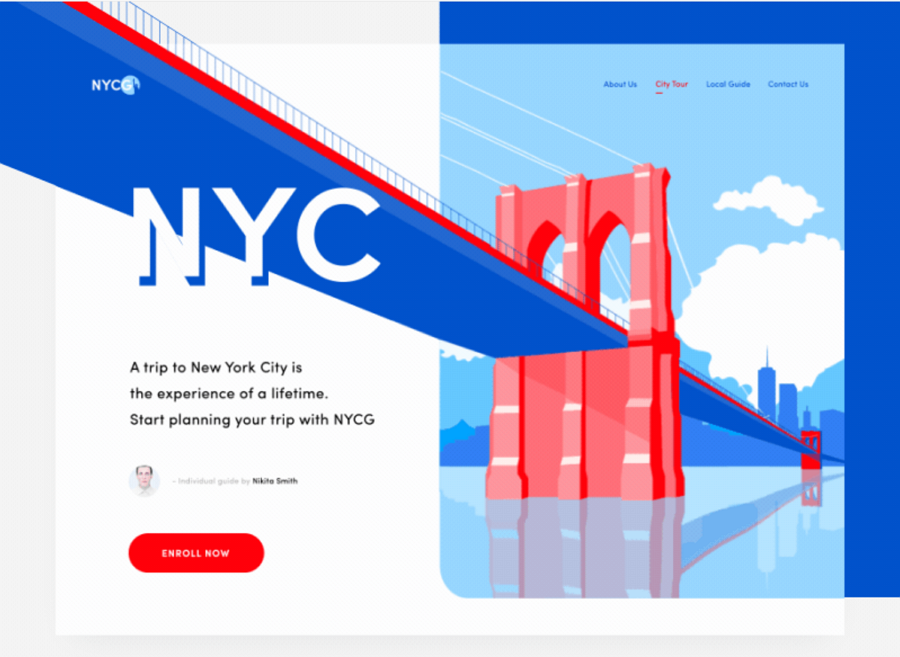 NY City guide landing page motion design