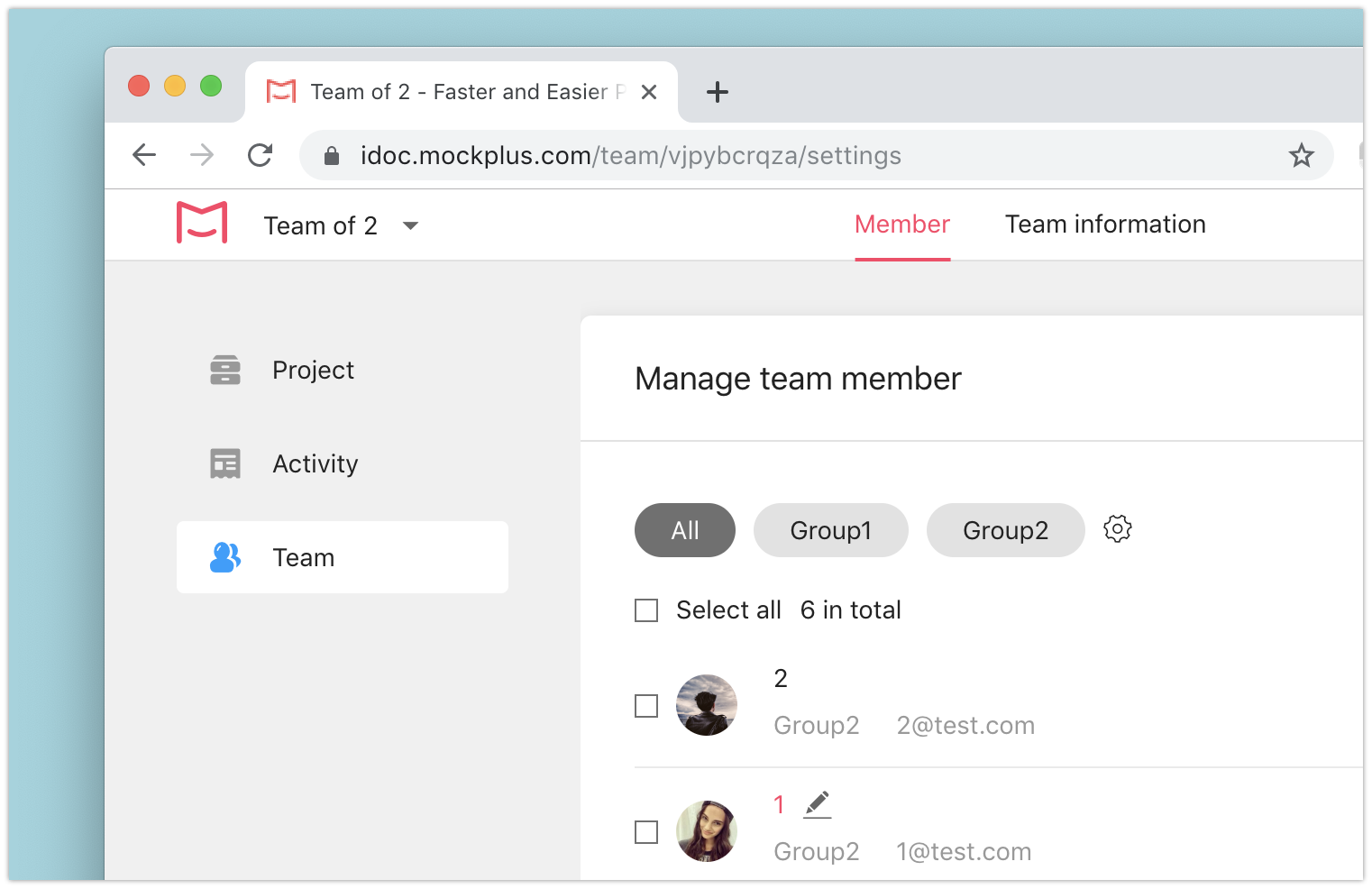 Manage team member