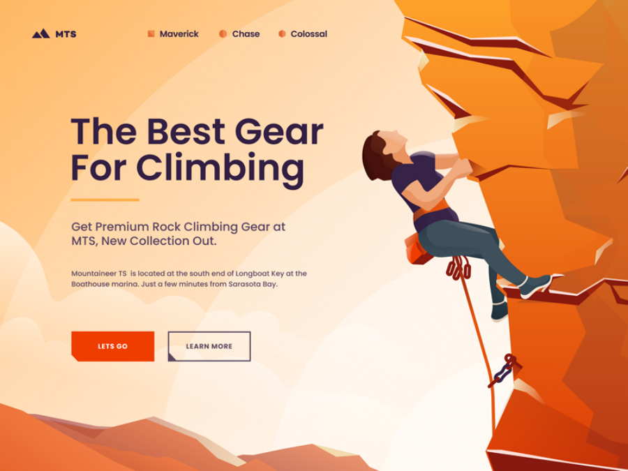 Flat web design - Mountaineer 