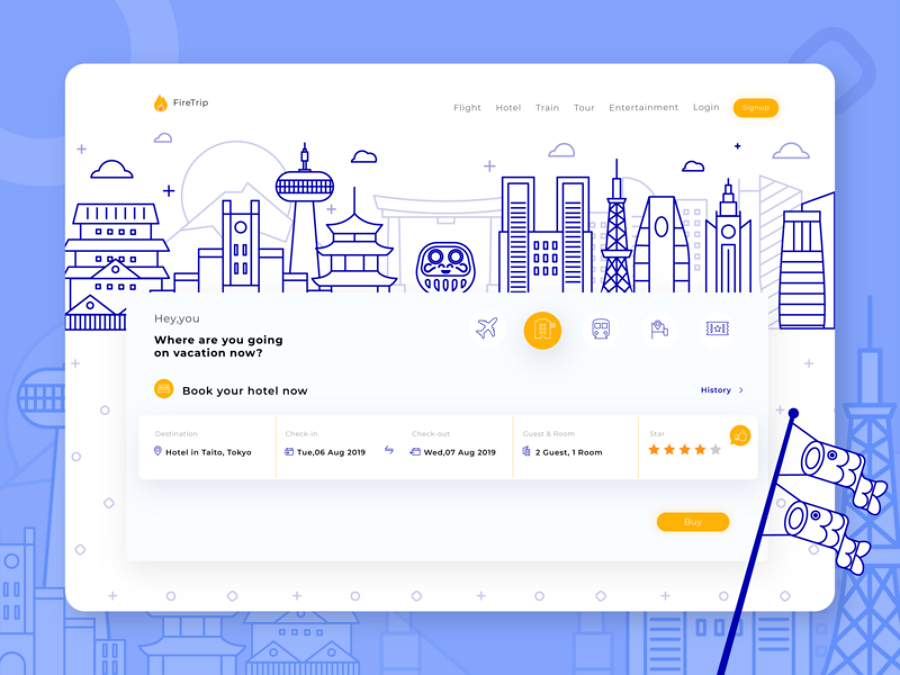 Flat web design - Firetrip 