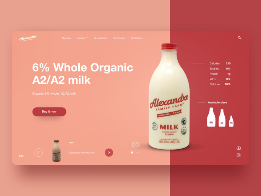 Flat web design - Milk 