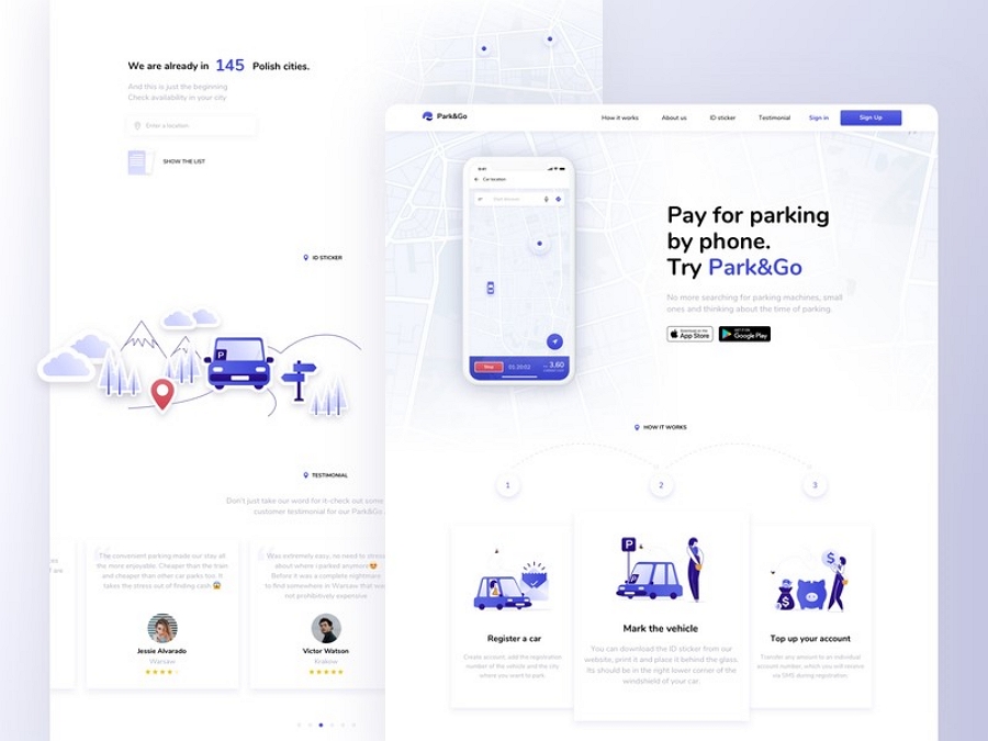 Flat web design - Park & Go 